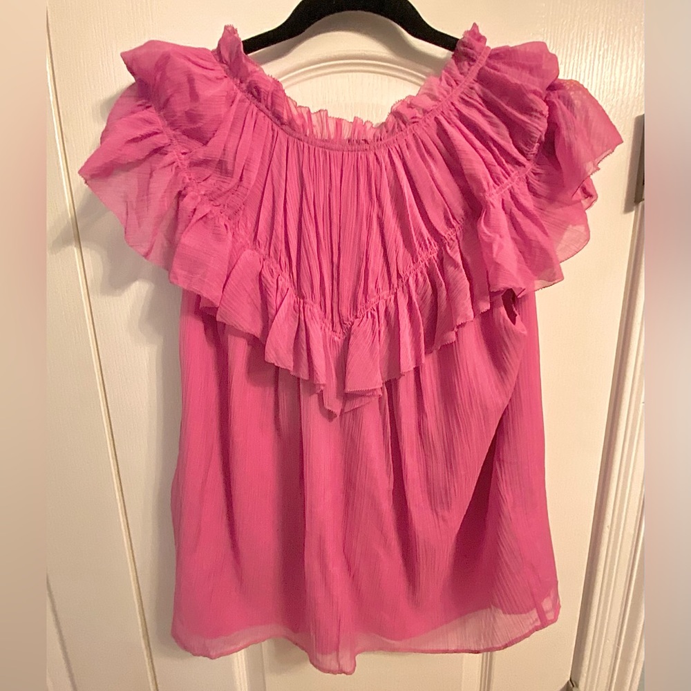 Rebecca Taylor Silk Blend Ruffled Blouse